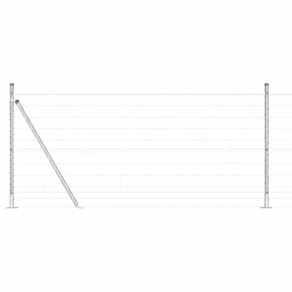 Recinzione da esterno vidaXL in acciaio zincato argento con base in cemento, L: 25 m, H: 1,8 m – 2
