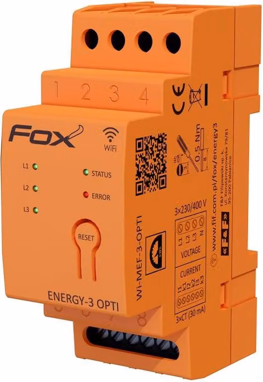 F&F | Misuratore Di Energia Trifase Wi-Fi - Energy 3-Opti-100 - Compatto - Misurazioni Precise - Accesso Remoto