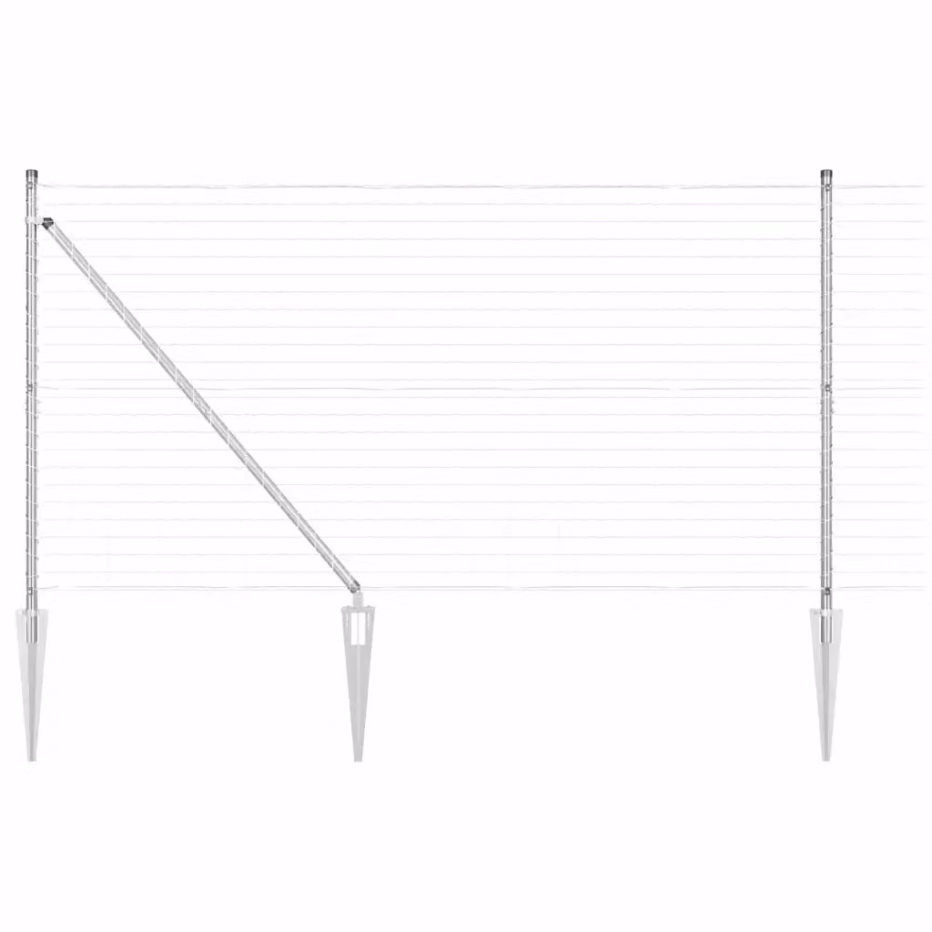 Recinzione da esterno vidaXL in acciaio zincato argento con punte, L: 10 m, H: 1,2 m – 2