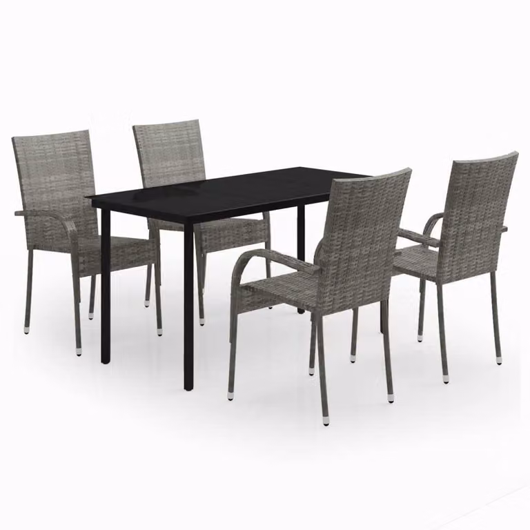 Set Mobili da Pranzo per Giardino 5 pz Grigio e Nero