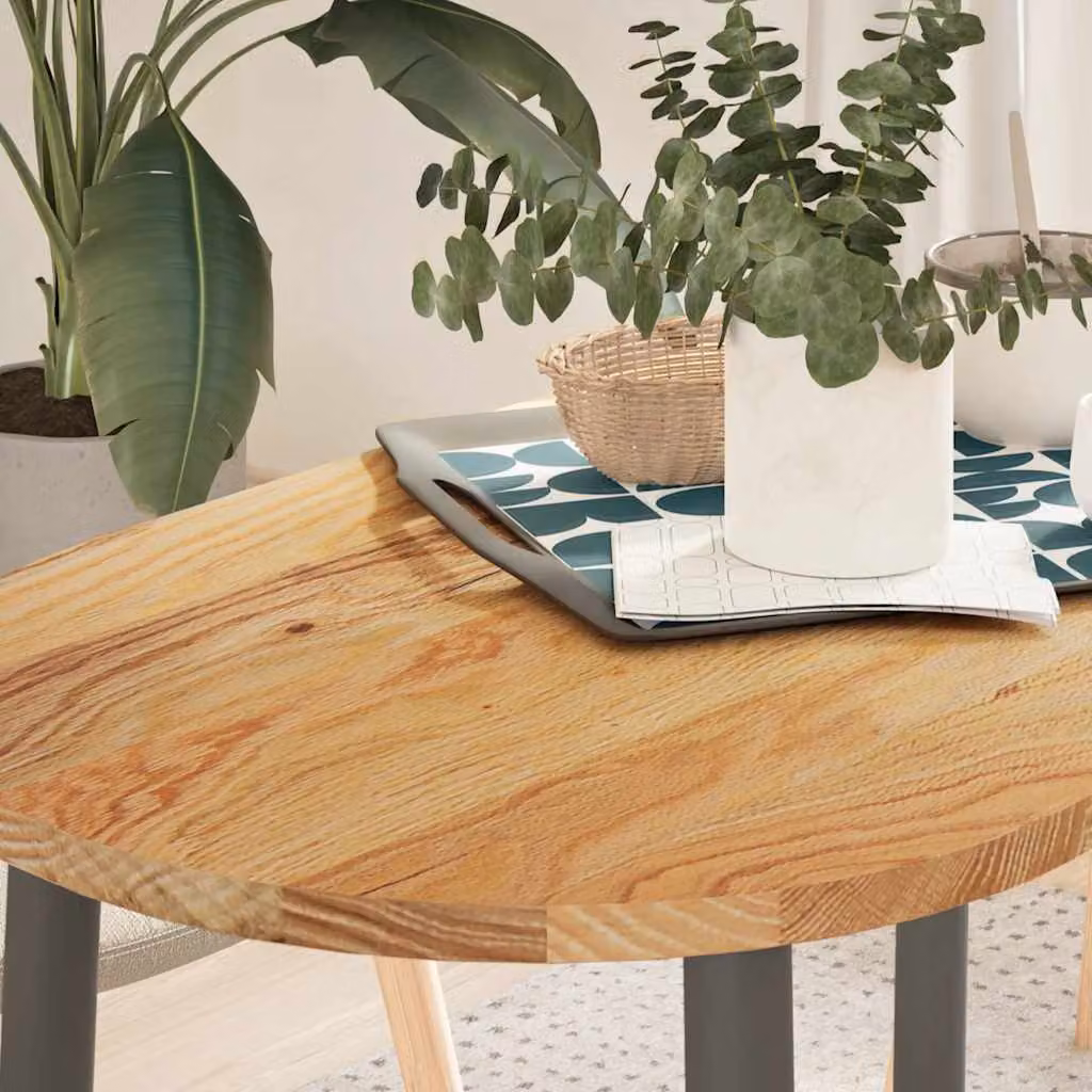 Piano Tavolo Ovale in Rovere Massello Marrone Chiaro vidaXL L: 100 cm, P: 50 cm, H: 2 cm