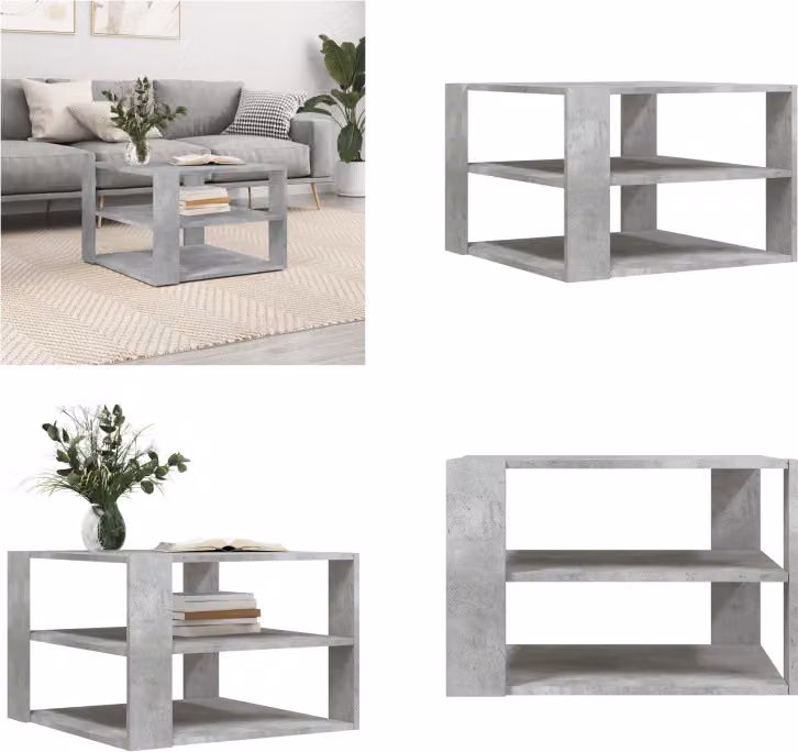 vidaXL Tavolino da caffè grigio cemento 59,5x59,5x40 cm Materiale a base di legno - Tavolino da caffè - Tavolini da salotto - Tavolino da divano