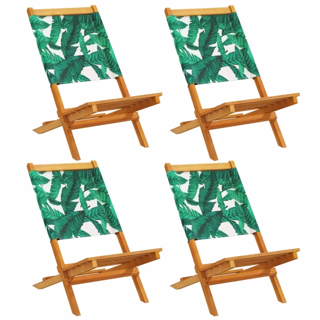 Set di 4 sedie pieghevoli da giardino vidaXL in legno di acacia oliato e tessuto verde resistente ai raggi UV – 2