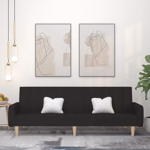 Divano Letto a 2 Posti-Sofa Letto 2 Posti-Daybed Nero in Tessuto 629395