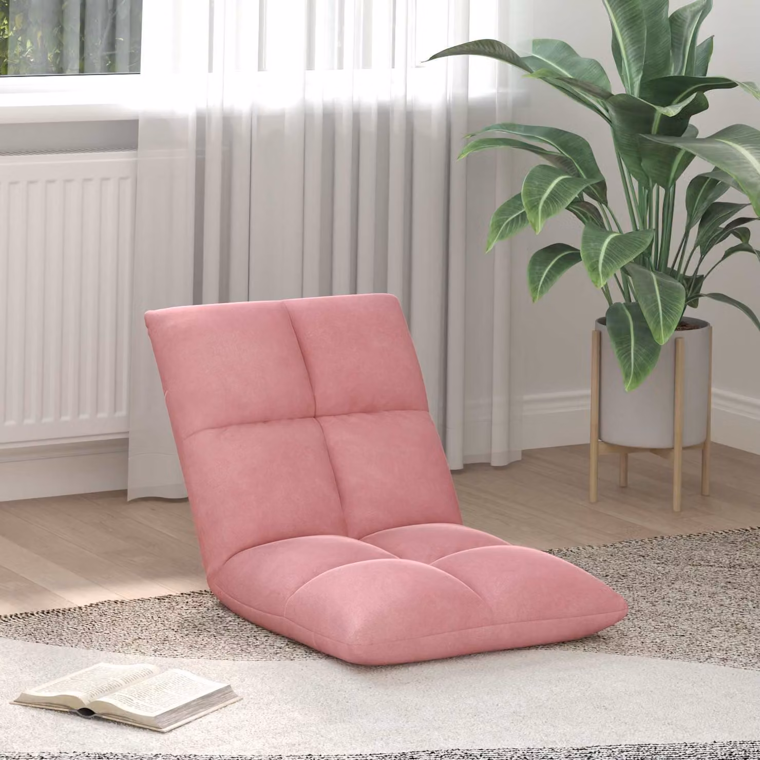 Sedia a pavimento regolabile vidaXL in velluto rosa con struttura in metallo