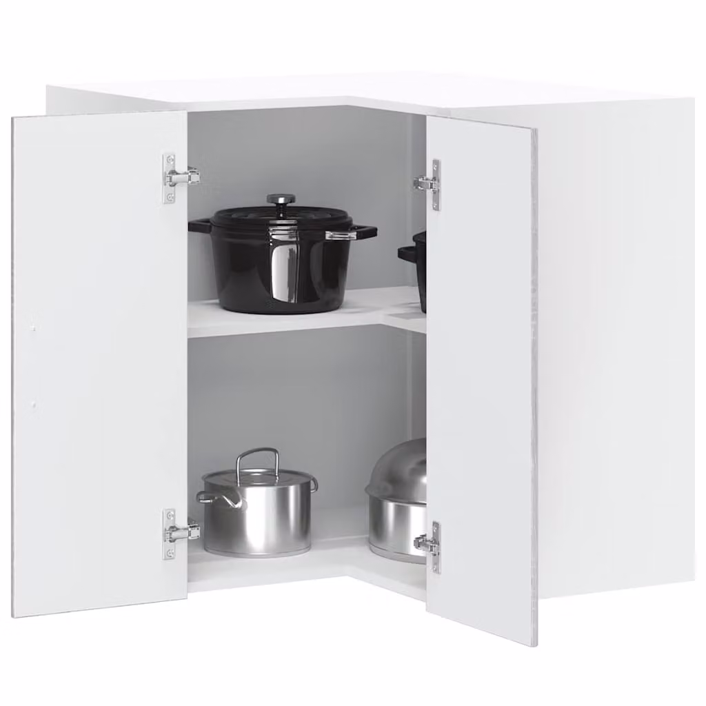 Pensile da cucina ad angolo moderno vidaXL in MDF bianco e grigio con ante a battente e ripiani interni