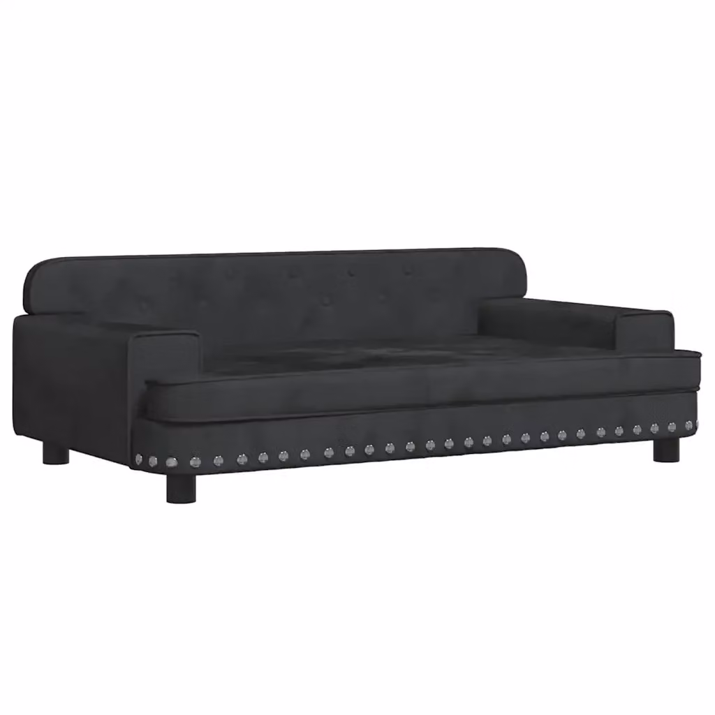 Lettino per cani vidaXL in velluto nero con struttura in legno, L 90 cm x P 53 cm x H 30 cm – 2