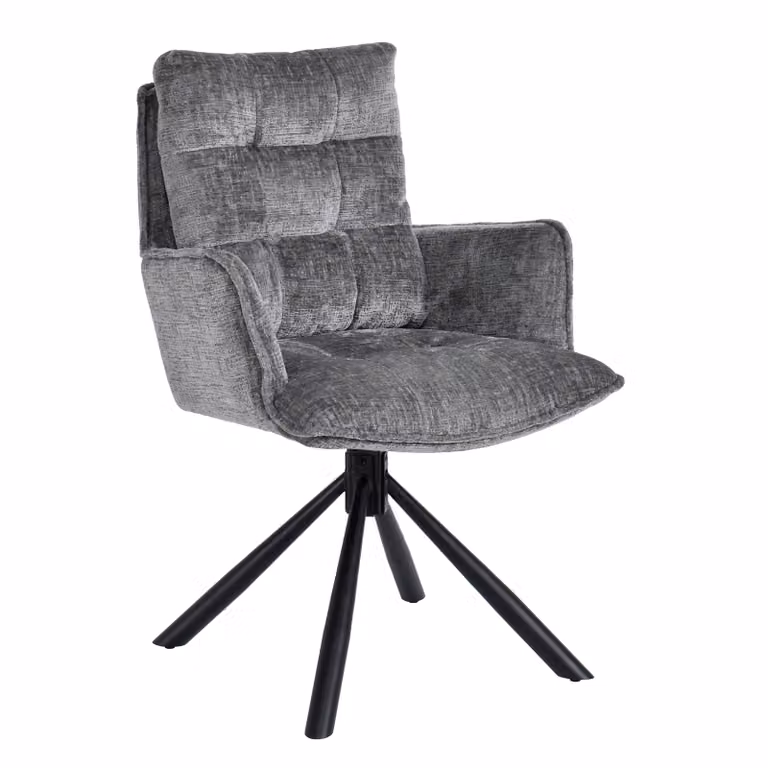 Sedia da pranzo Duhome girevole a 360° Poltrona lounge Sedia in ciniglia Poltrona ergonomica con funzione di ritorno per ufficio, cucina, soggiorno, camera da letto, grigio