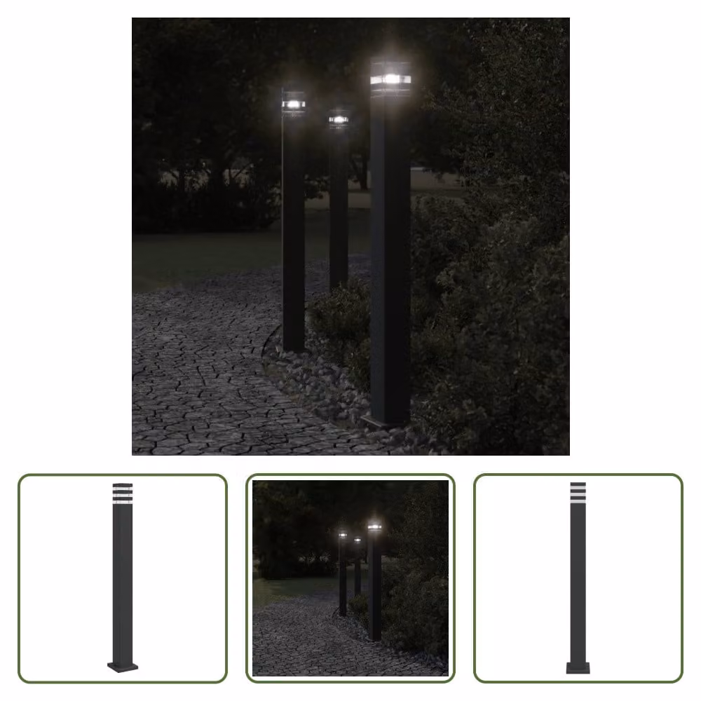 The Living Store Sentiero luce nero 110 cm alluminio