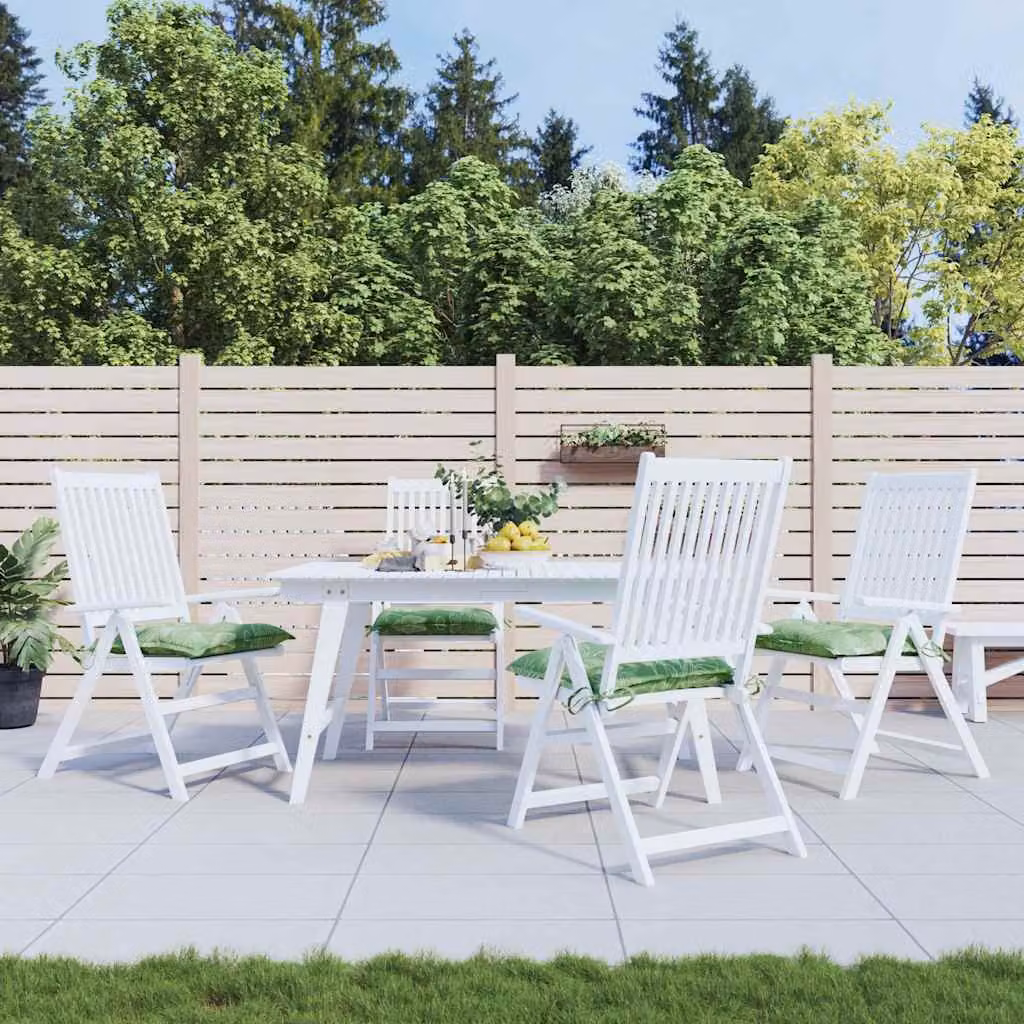 Set di 4 cuscini per sedia vidaXL verdi con motivo a foglie, idrorepellenti in poliestere, L 40 cm x P 40 cm x H 7 cm