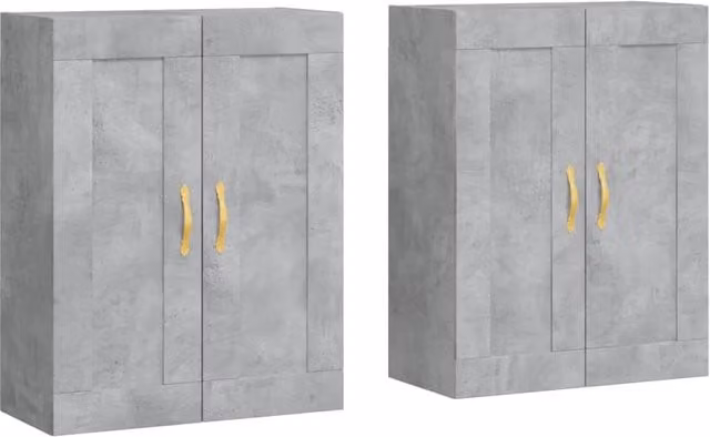 Set di 2 armadietti da muro moderni HELLOSHOP26 in legno composito e metallo, colore grigio opaco, L: 69,5 cm, P: 34 cm, H: 90 cm