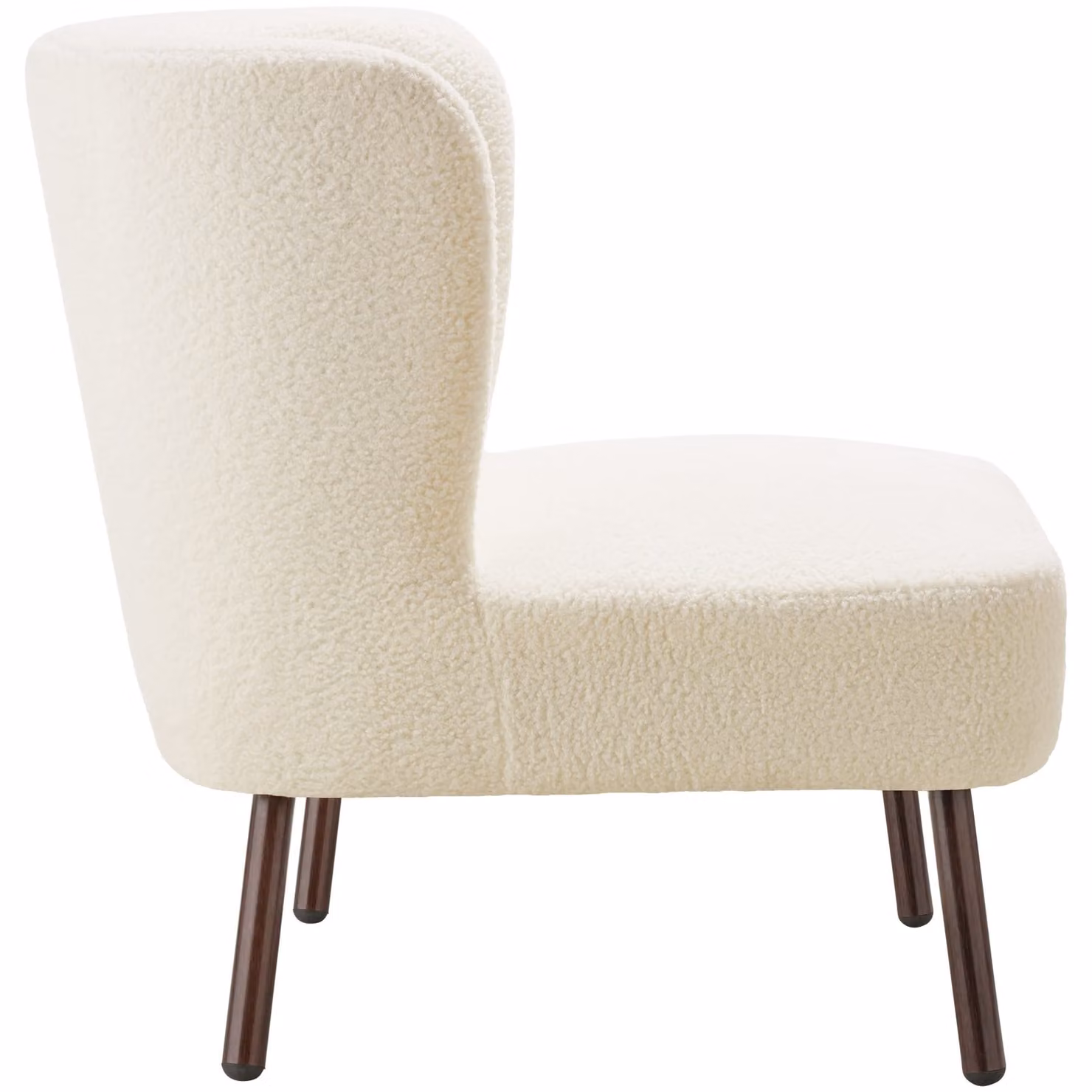 Poltrona lounge Robina tectake in tessuto bouclé bianco con struttura in metallo e legno in stile scandinavo per il tuo soggiorno