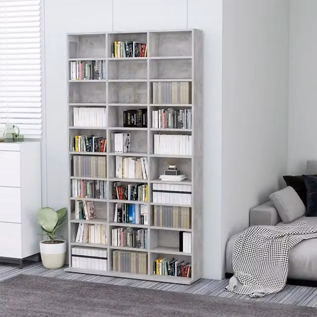 Mobile Porta TV Moderno VIDAXL Grigio Cemento e Legno L: 102 cm, P: 16 cm, H: 177,5 cm