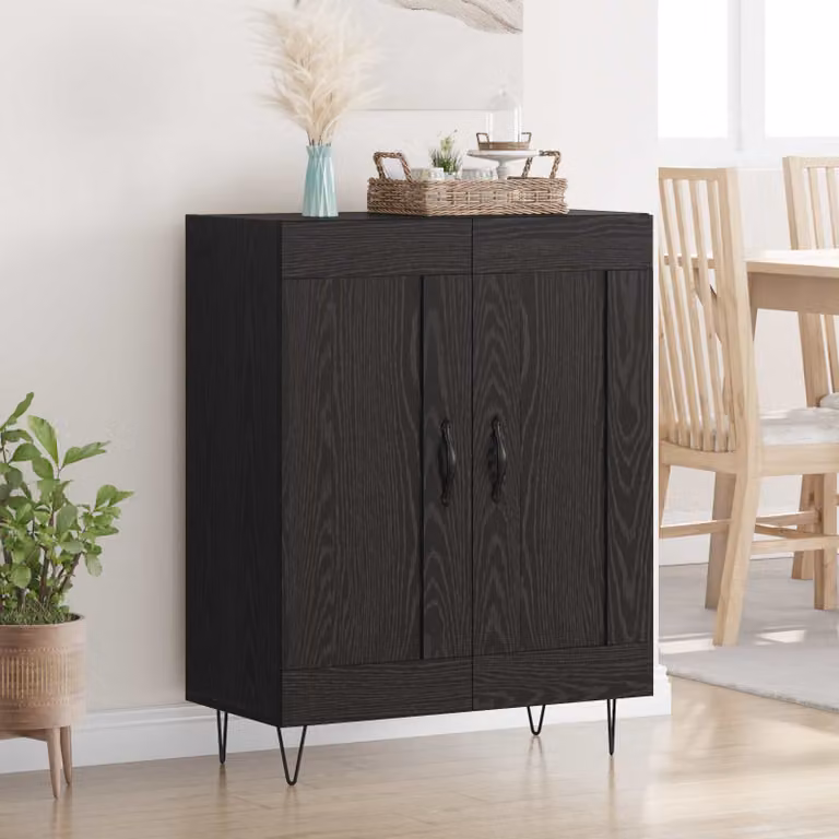 Credenza moderna vidaXL in rovere e nero, L 69,5 cm x P 34 cm x H 90 cm