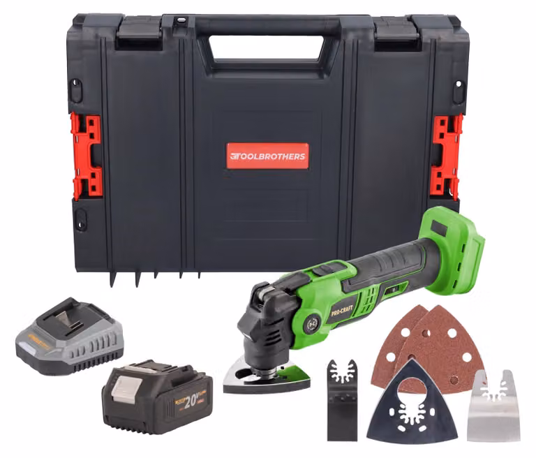 Utensile multifunzione a batteria Procraft PMT22bb 20 V Brushless + 1x batteria 4,0 Ah + caricabatteria + valigetta porta utensili RHINO