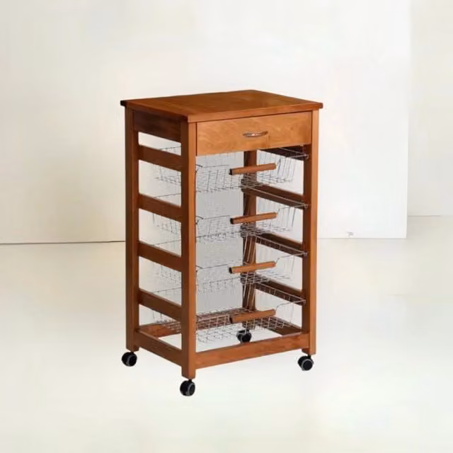 Carrello Vesuvio con cassetto senza base con piano in legno rovere