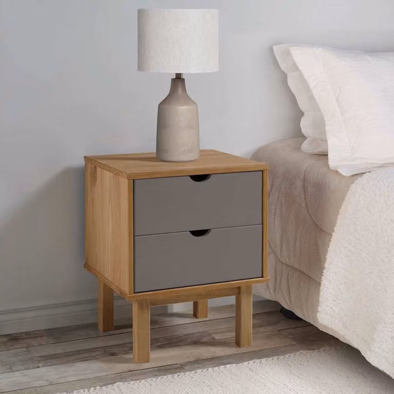 Comodino vidaXL OTTA in legno di pino marrone e grigio L: 45 cm, P: 39 cm, H: 57 cm
