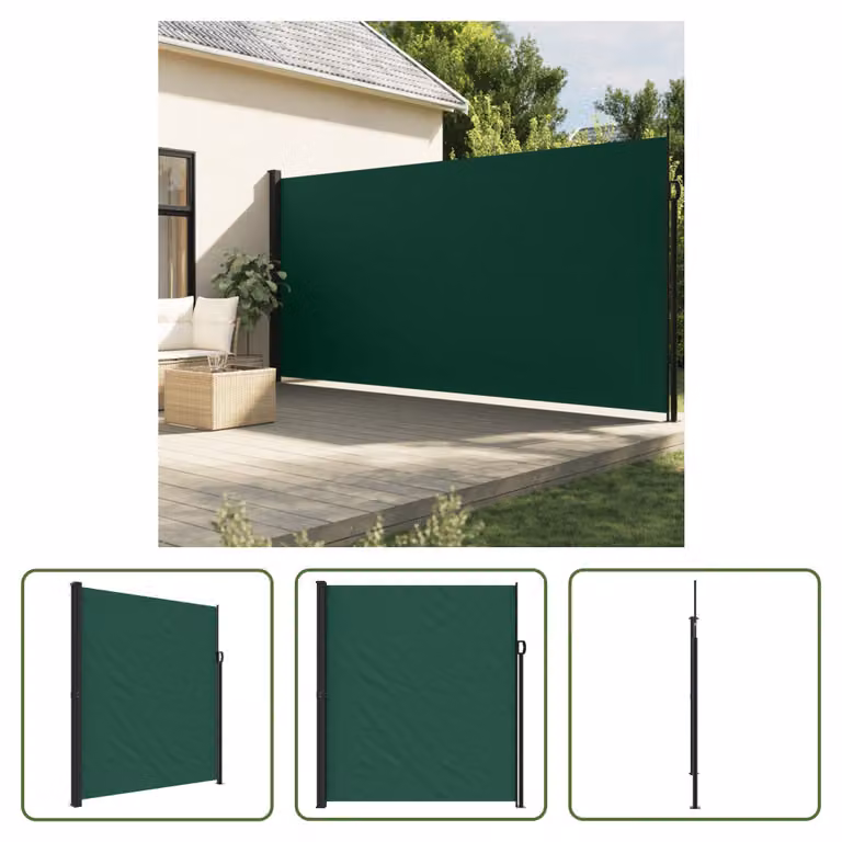 The Living Store Tenda laterale estensibile Verde scuro 220x500 cm