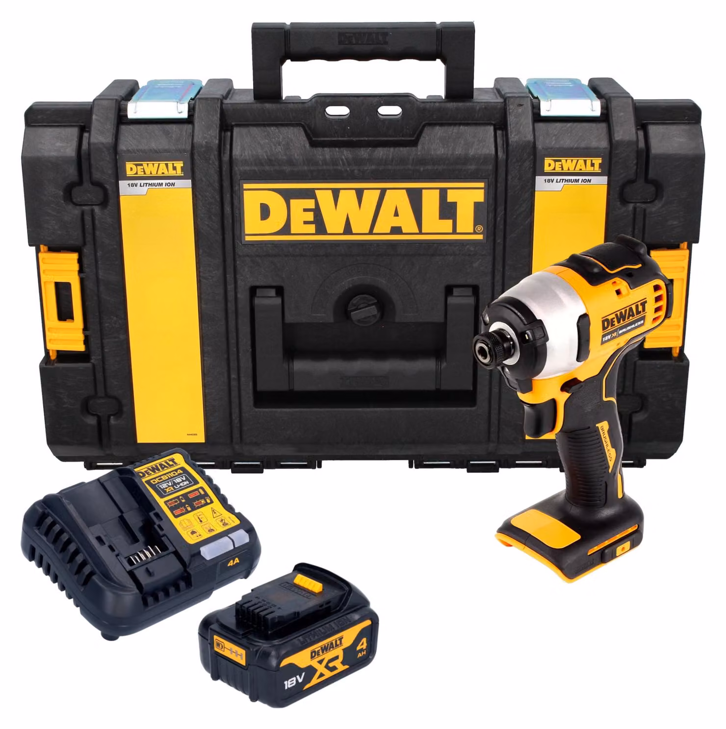 Avvitatore a impatto a batteria DeWalt DCF 809 M1 18 V 1/4" brushless + 1 batteria da 4,0 Ah + caricabatterie + valigetta resistente