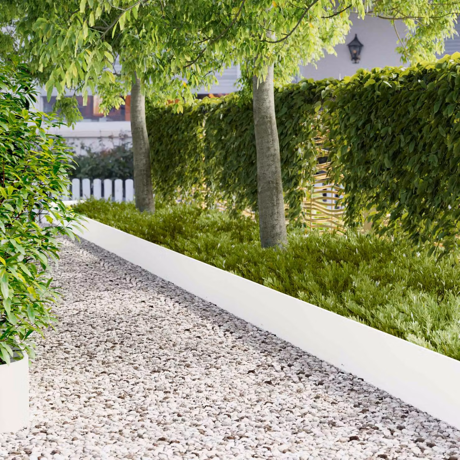 Set di 20 bordure per prato vidaXL in acciaio bianco, L: 103 cm, H: 30 cm