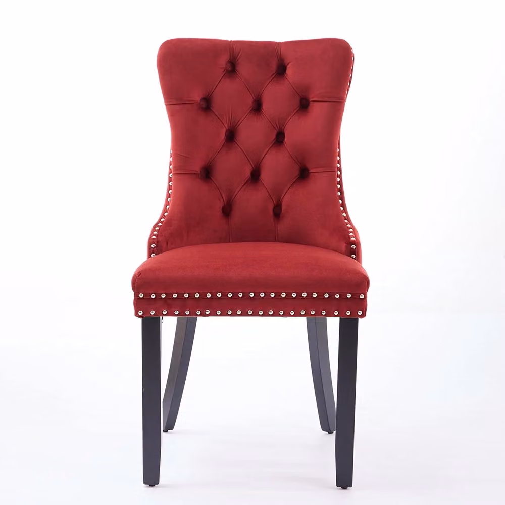 Set di 2 sedie Nikki Xylo in velluto rosso con gambe in legno – 2