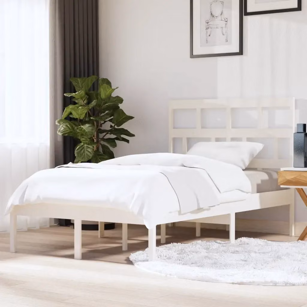 Letto matrimoniale in legno massello di pino bianco con doghe fisse L/P/H: 200 x 120 x 32.6 cm – 2