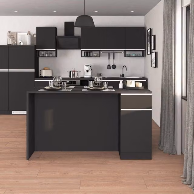 WHOUS Isola da cucina Sole a 2 ante e 2 cassetti antracite opaco/report 160x90x90 cm