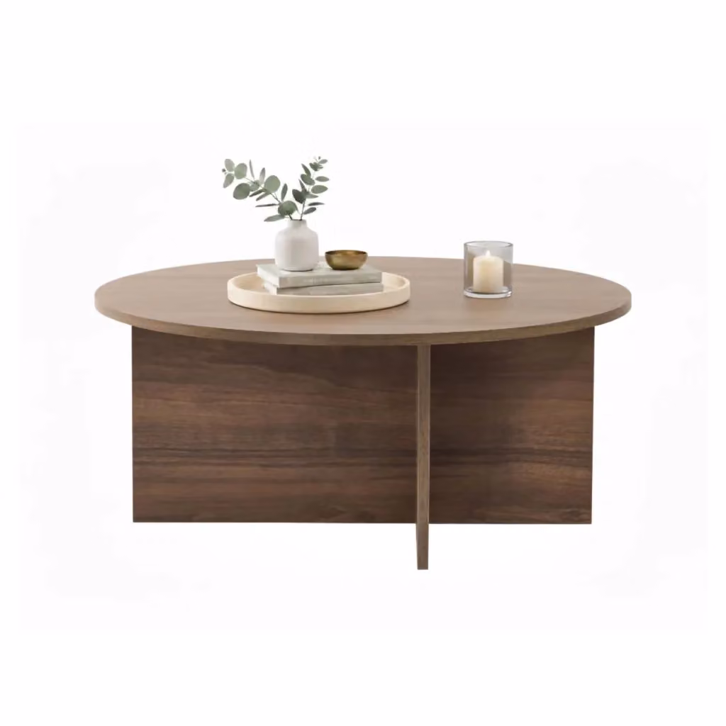 Tavolino da salotto rotondo Simbario in legno marrone noce, L: 90 cm, P: 90 cm, H: 40 cm – 2