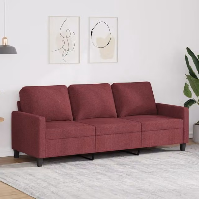 Divano a 3 Posti-Sofa 3 Posti Rosso Vino 180 cm in Tessuto 803639