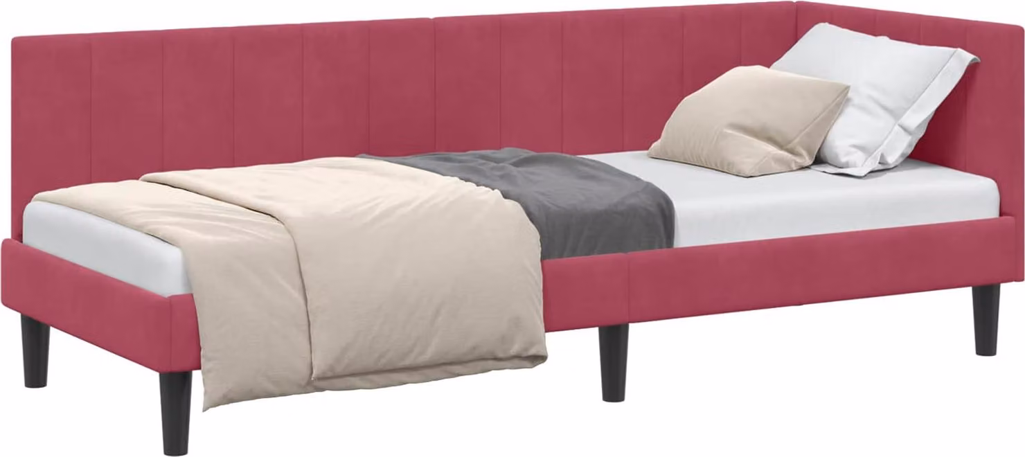 Cornice del letto ad angolo Rosso Vino 80 cm x 200 cm Velluto