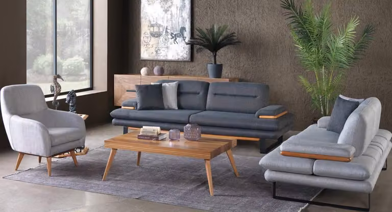 Modern Wohnzimmer set von 3tlg. Sofagarnitur 3+2+1 Sitzer Grau Couchen