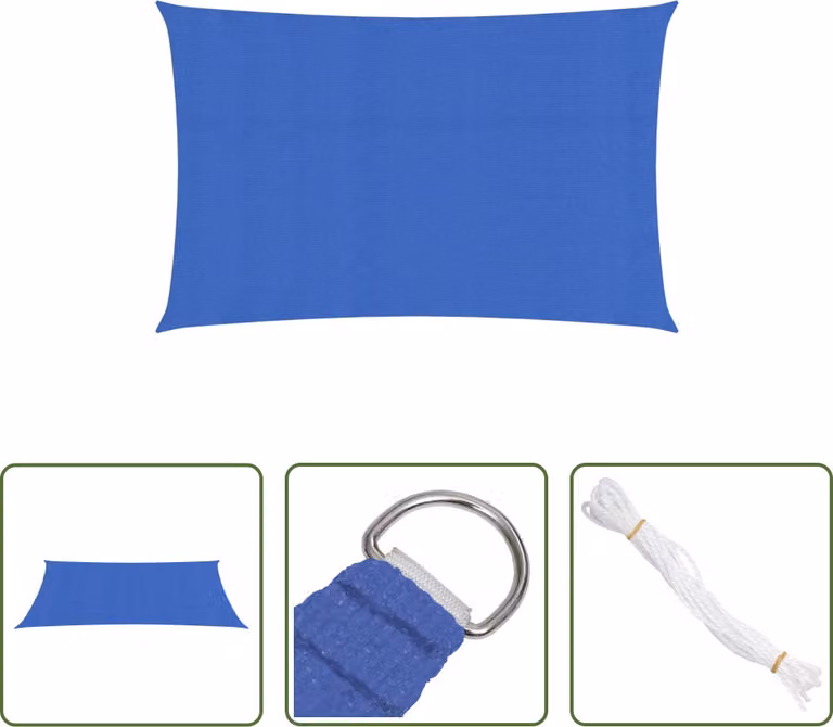 The Living Store Tenda da sole 160 g/m² blu rettangolare 4x7 m HDPE
