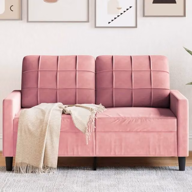 Divano a 2 Posti-Sofa 2 Posti Rosa 120 cm in Velluto 207054