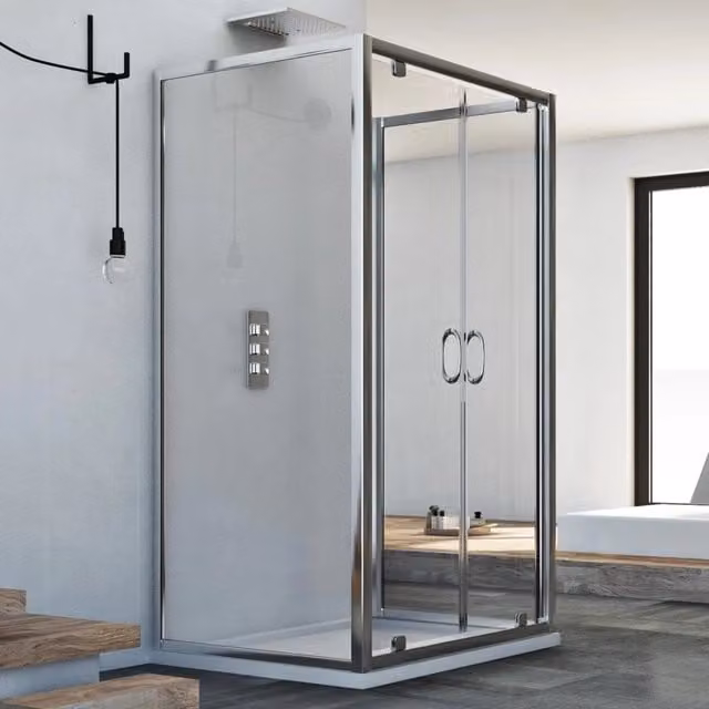 Box Doccia 3 lati 75x120x75 CM H185 trasparente mod. Sintesi Trio 2 Ante