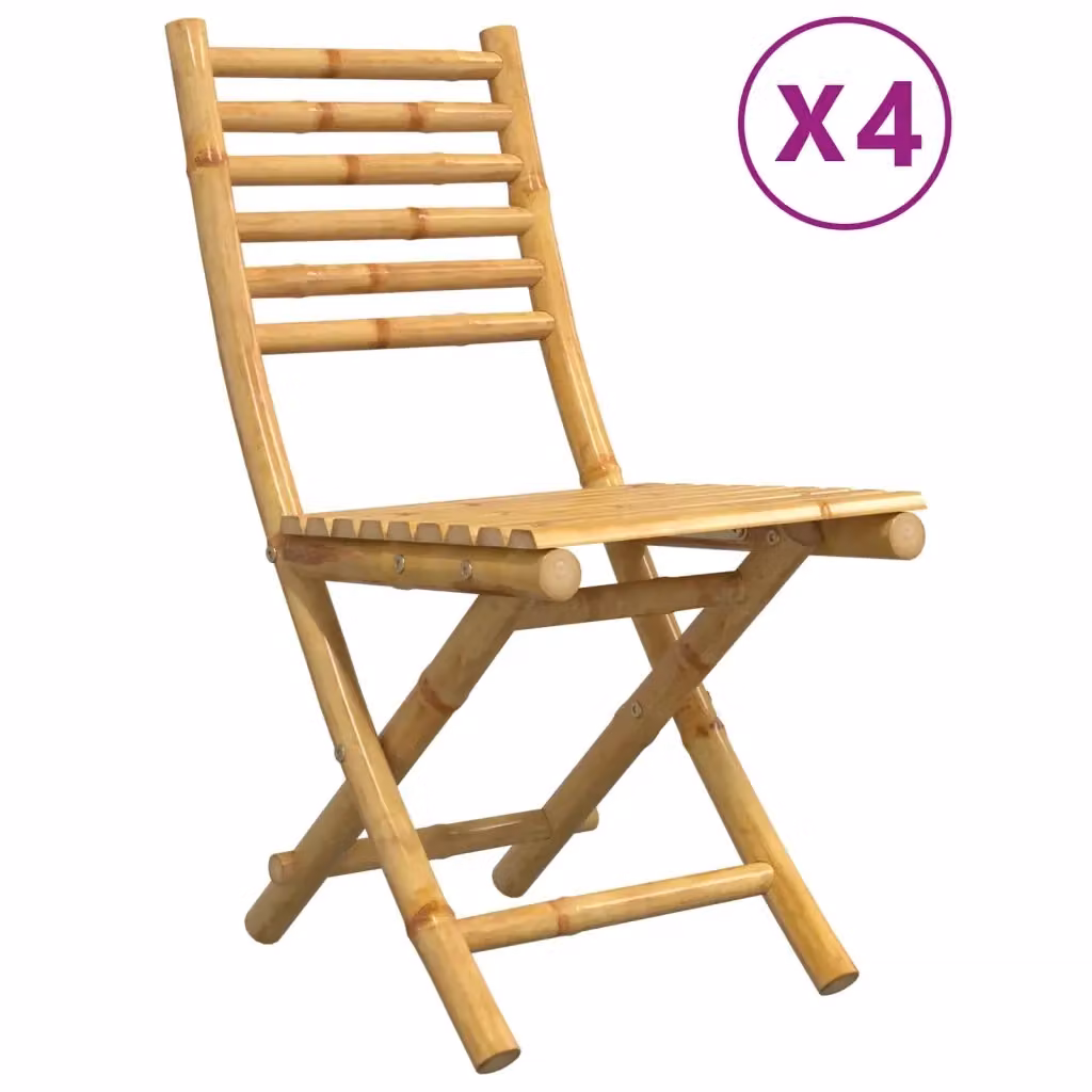 Set di 4 sedie pieghevoli da giardino vidaXL in bambù marrone, impilabili, L/P/H: 43 x 54 x 88 cm – 2