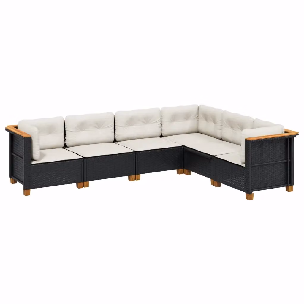 vidaXL Set Divano da Giardino a L con Cuscini, Design Moderno in Polyrattan e Acciaio Nero – 2