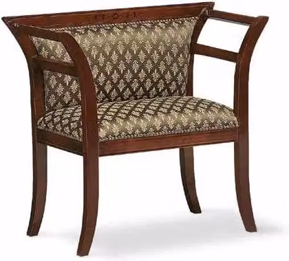 Poltrona classica a tub con braccioli in legno di faggio intagliato e imbottitura in schiuma, Mobili 2G, Marrone Multicolore, L: 69 cm, P: 66 cm, H: 38 cm