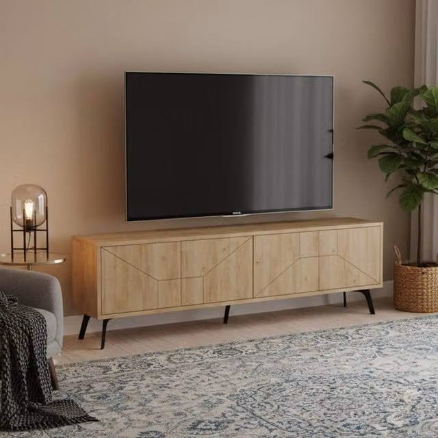 Mobile porta TV DMORA in legno color quercia marrone con un ripiano, stile moderno, L 180 cm x P 30 cm x H 50 cm