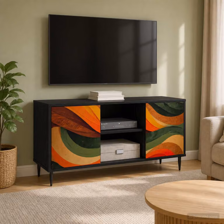 Mobile TV vidaXL BONN in Rovere e Nero L 102 x P 33 x H 51 cm