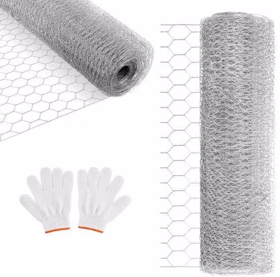 Rete sottile da 27 mm, 100 cm x 25 m, argento goffrato | Rete esagonale a maglie lunghe per giardino, polli e animali | Rotolo da 25 metri