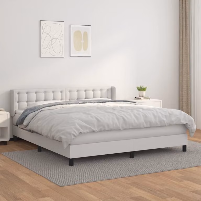 Maison Exclusive - Giroletto a Molle con Materasso Bianco 180x200 cm in Pelle finta