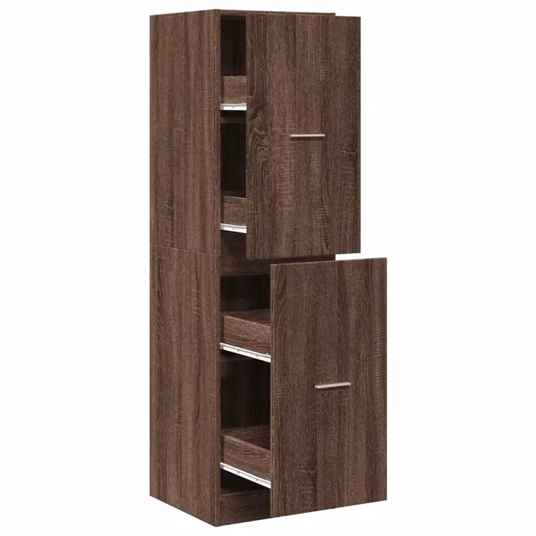 Armadietto da Farmacia da Parete vidaXL in Rovere Marrone con Ripiani Interni, L: 40 cm, P: 41 cm, H: 144,5 cm
