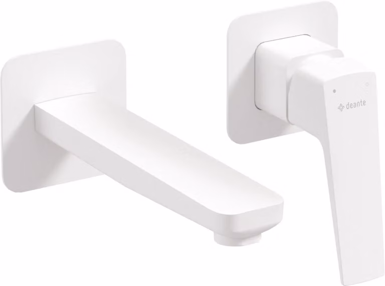 Rubinetto di design per lavabo, montaggio incasso - bianco