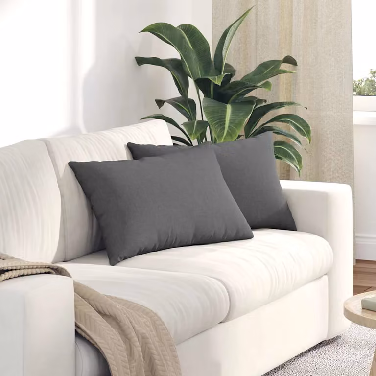 Set di 2 cuscini da divano vidaXL in tessuto grigio con fodera rimovibile, L 60 cm x P 40 cm x H 40 cm