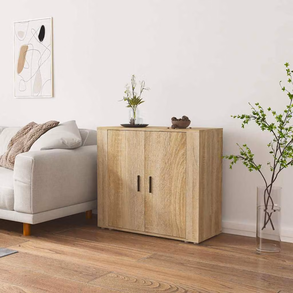 Credenza moderna vidaXL in legno multistrato color rovere sonoma, L 80 cm x P 33 cm x H 70 cm