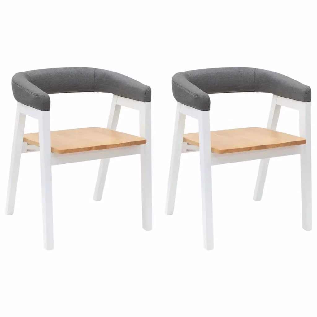 Set di 2 sedie da pranzo moderne vidaXL in legno di gomma bianco L 54 cm x P 57 cm x H 73 cm – 2