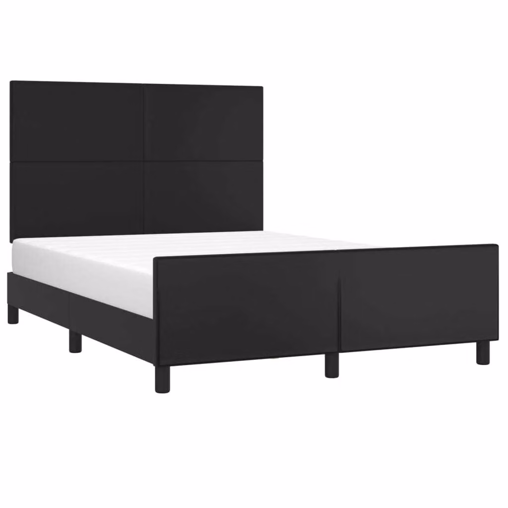 Giroletto con Testiera Nero 140x190 cm in Pelle finta