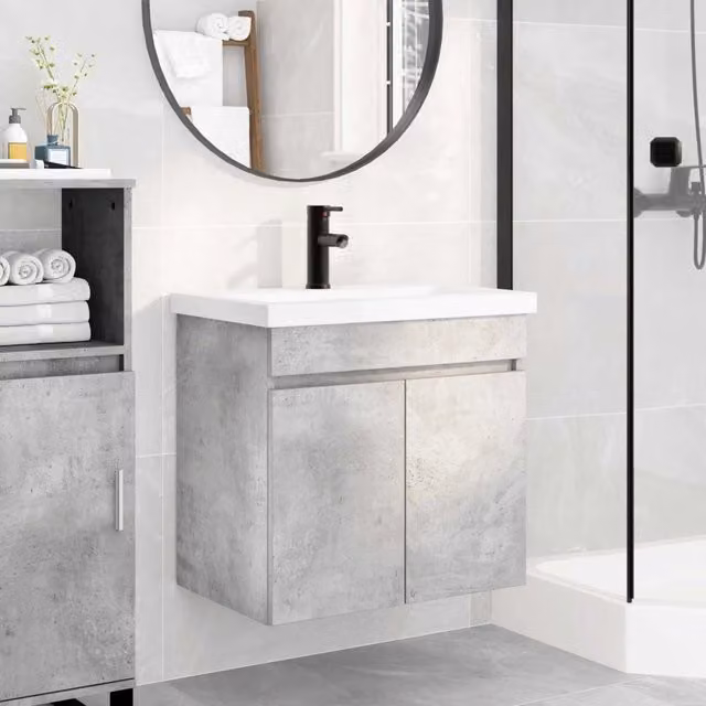 Mobile bagno moderno vidaXL sospeso in MDF Grigio, L: 61 cm, P: 40 cm, H: 74,5 cm