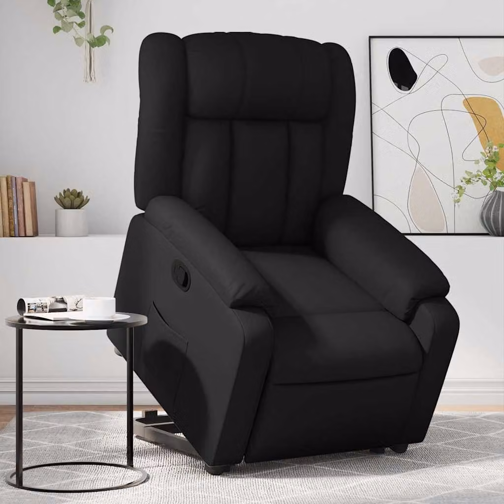 Poltrona Alzapersona Reclinabile vidaXL Nera in Similpelle con Assistenza Elettrica per Anziani – 1