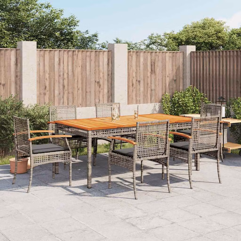 vidaXL Set da Pranzo da Giardino 7 pz in Polyrattan e Legno di Acacia Grigio – 1